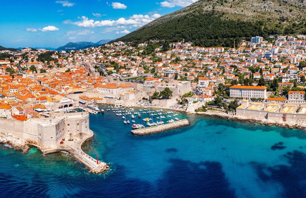 The aerial view of Dubrovnik, a city in southern Croatia fronting the Adriatic Sea, Europe.