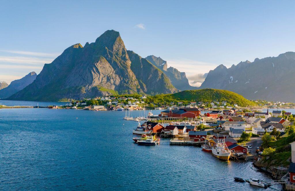 Aerial view of Reine in the Lofoten Islands.