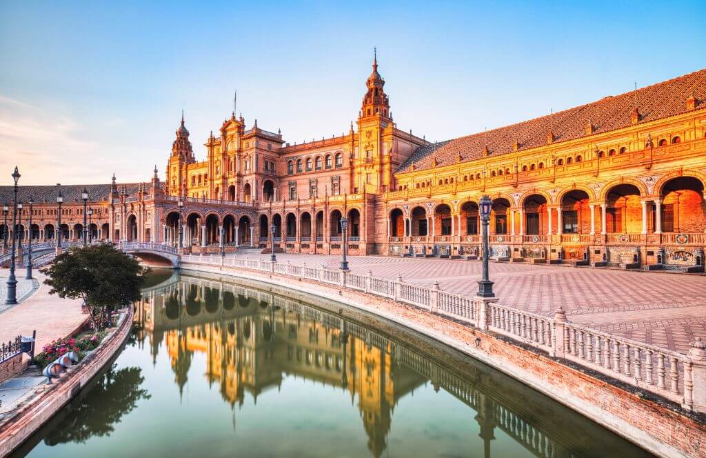 Plaza de Espana in Seville during Sunset