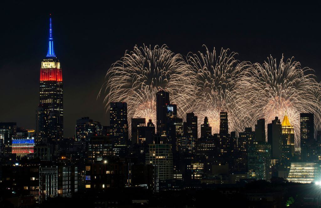 The fireworks in New York City on the 4th of July, Independence Day