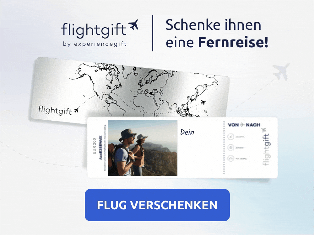 Ein Fluggutschein von Flightgift für eine Fernreise im Mai