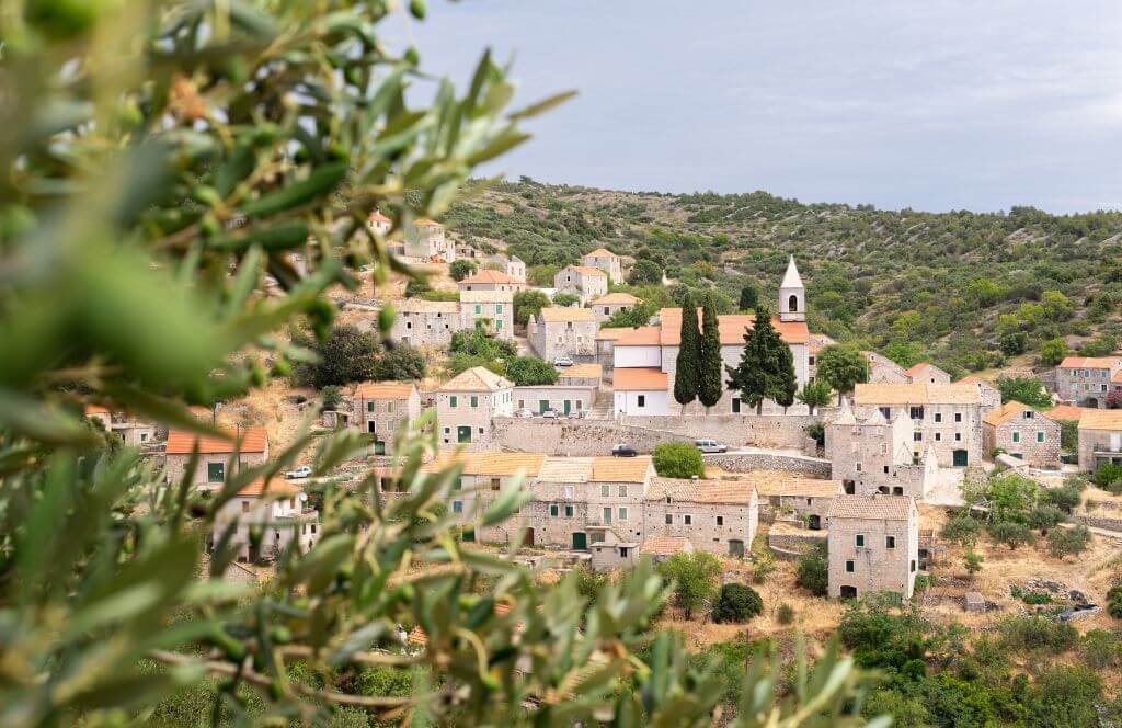 View of ancient Velo Grablje village located not far from Hvar town, Hvar island, Croatia
