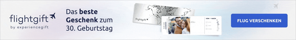 Ein Fluggutschein von Flightgift ist das beste Geschenk zum 30. Geburtstag für einen Mann