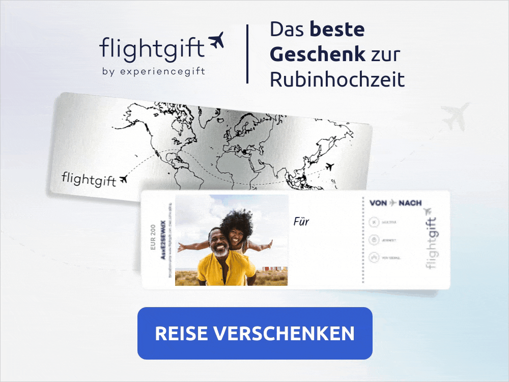 Ein Fluggutschein von Flightgift ist das beste Geschenk zum 40. Hochzeitstag