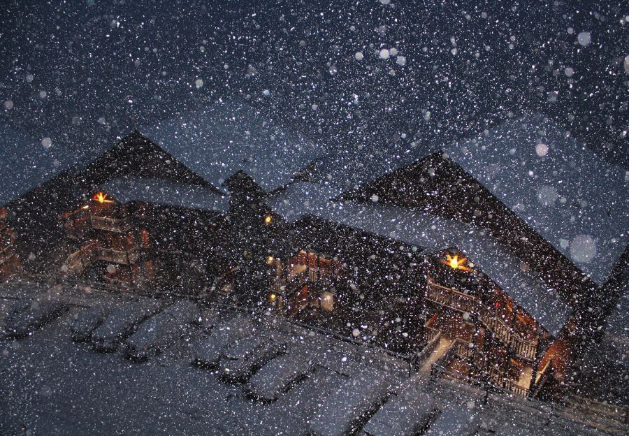 Snowy town in Gatlinburg