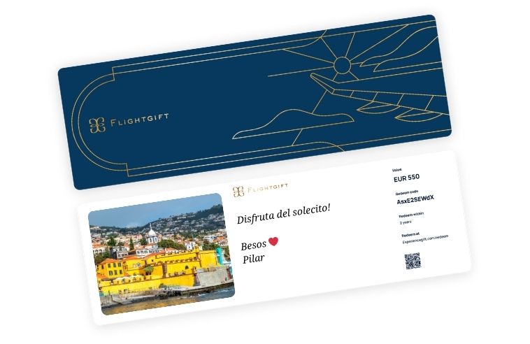 Tarjeta regalo de vieje de Flightgift para verano o vacaciones en el sol