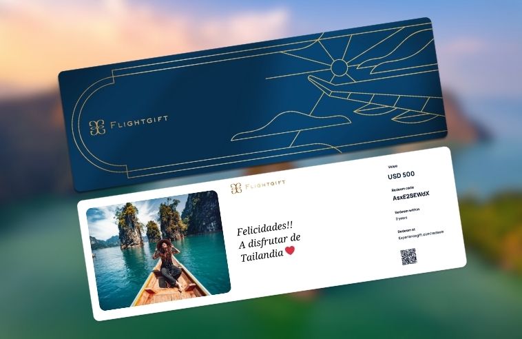 Tarjeta regalo de viaje Flightgift para viajar a Tailandia en Noviembre