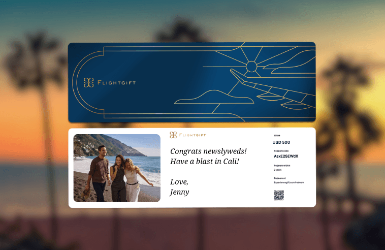 Flightgift card for a trip to California