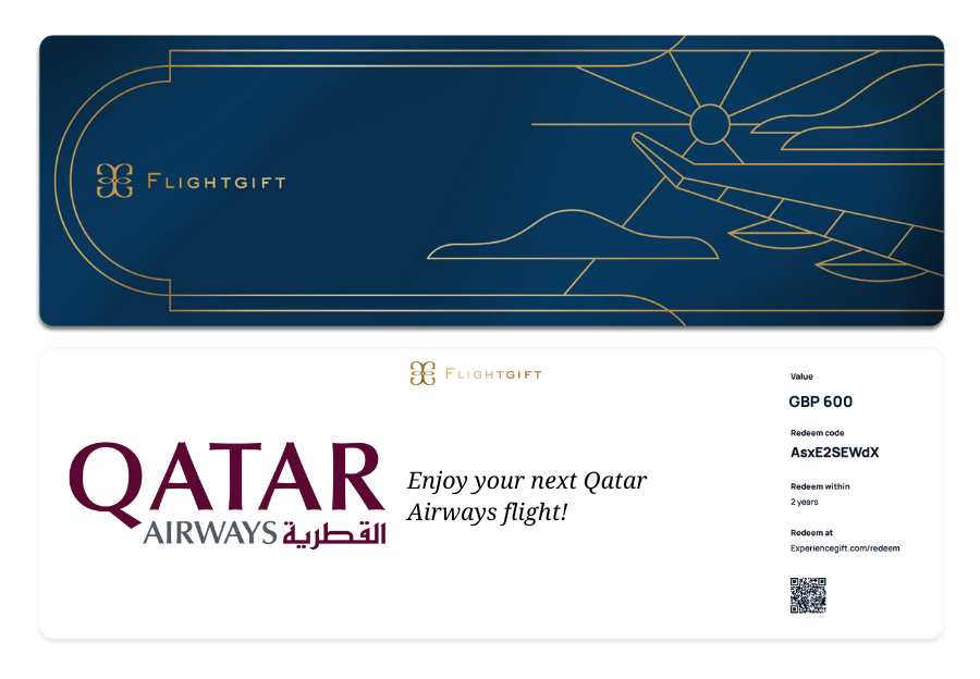 Tarjeta regalo de Qatar Airways para vuelos en primera clase