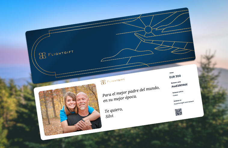 Tarjeta regalo de vuelos para hombres de 40 años que quieren viajar por el mundo
