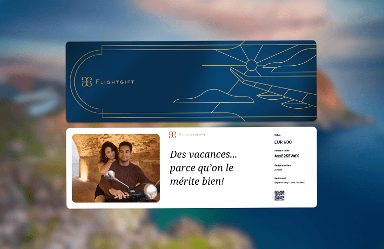 Carte cadeau Flightgift pour des vacances en Europe en juillet