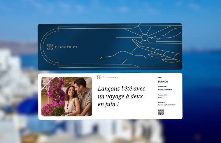 Carte cadeau Flightgift pour des vacances en Europe en juin